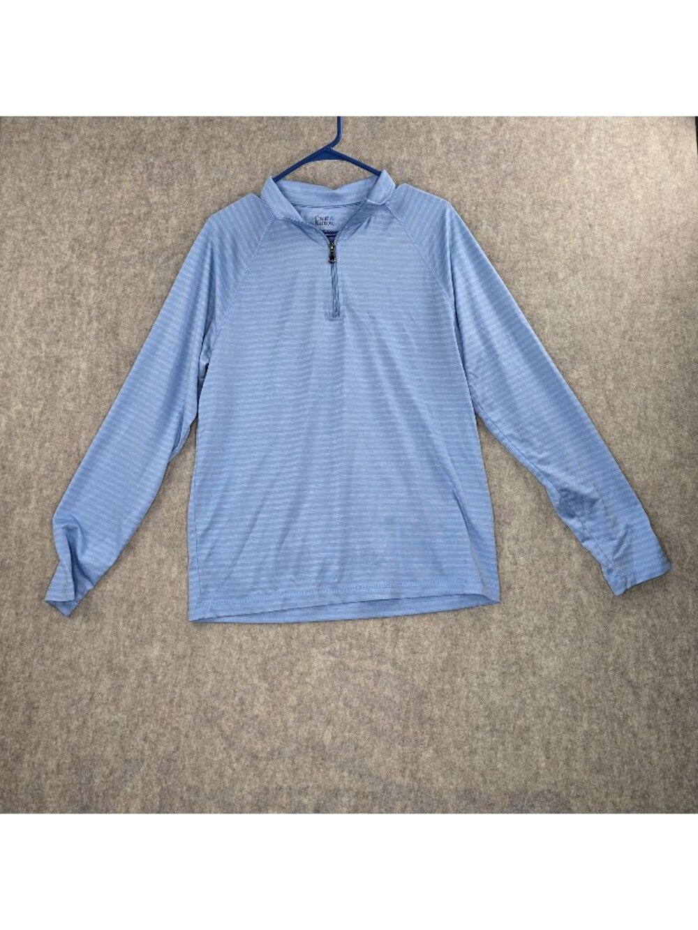 Croft & Barrow Mens Blue Striped Quarter-Zip Pullover Shirt